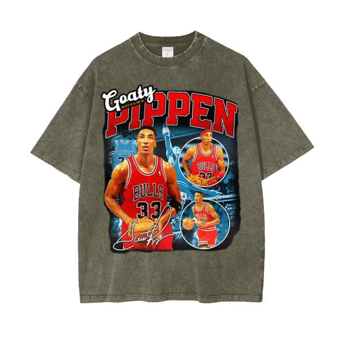 Acid Wash Oversize Goaty Pippen T-Shirt - 250 GSM