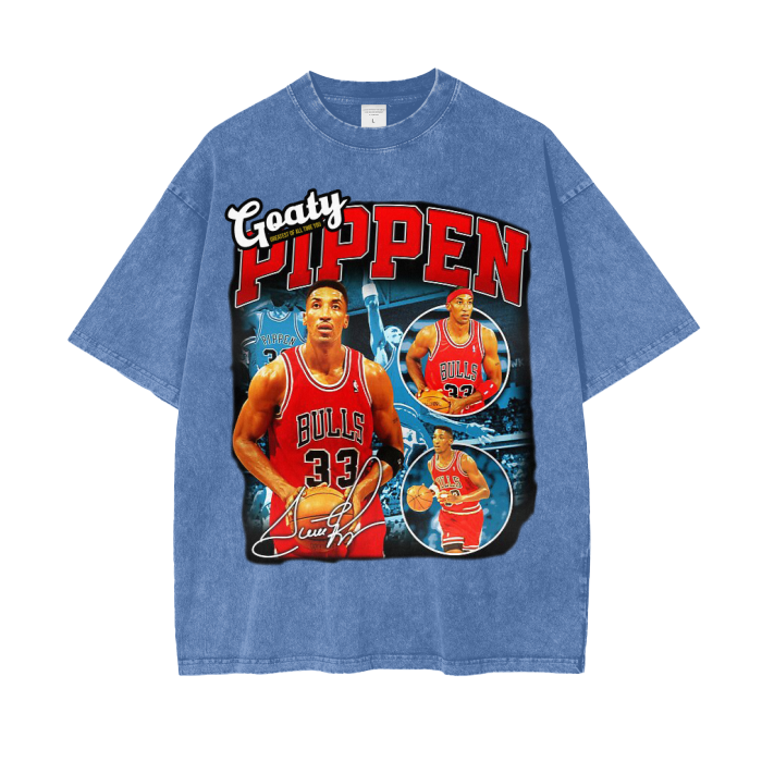 Acid Wash Oversize Goaty Pippen T-Shirt - 250 GSM