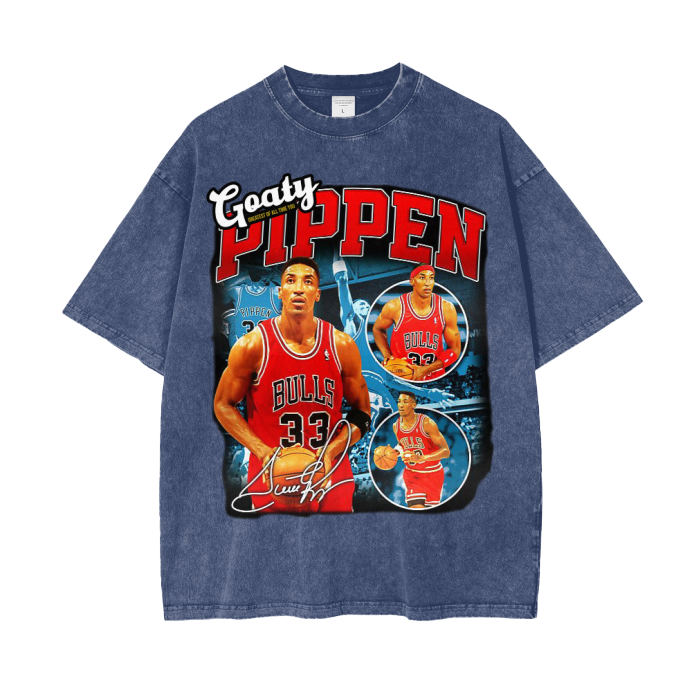 Acid Wash Oversize Goaty Pippen T-Shirt - 250 GSM